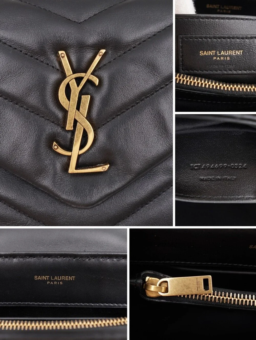 CN32 💟 SAINT LAURENT Calfskin Y Quilted Monogram Loulou Chain Satchel